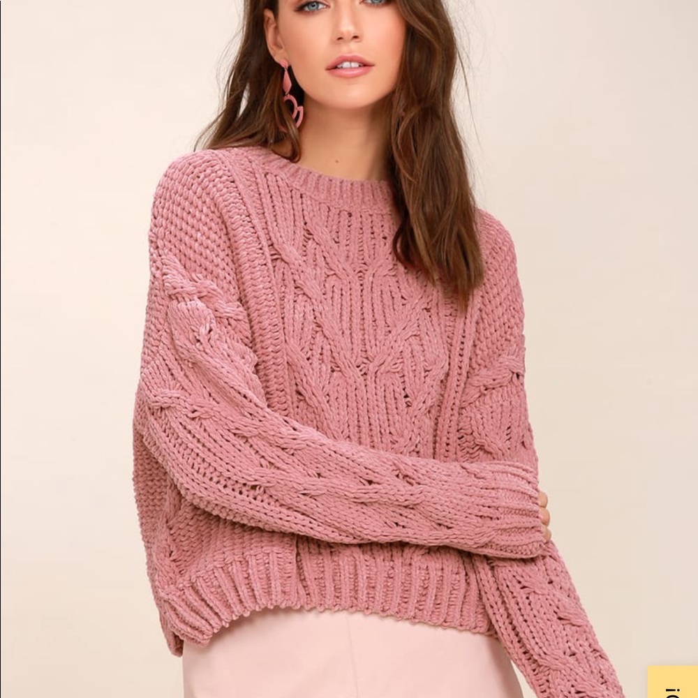 JOA Beth Pink Cable Knit Sweater